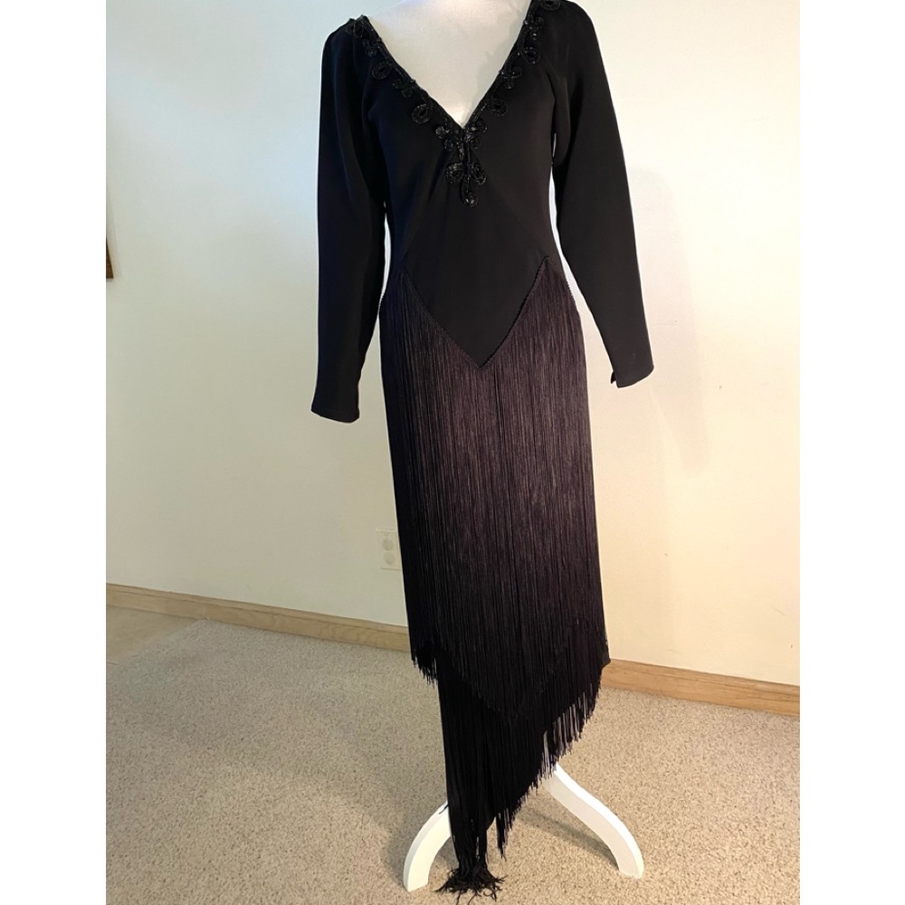 Size 6 Black fringe dress, gorgeous! One of a kind.